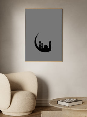 Crescent Moon Grey Poster