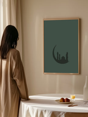 Crescent Moon Green Poster