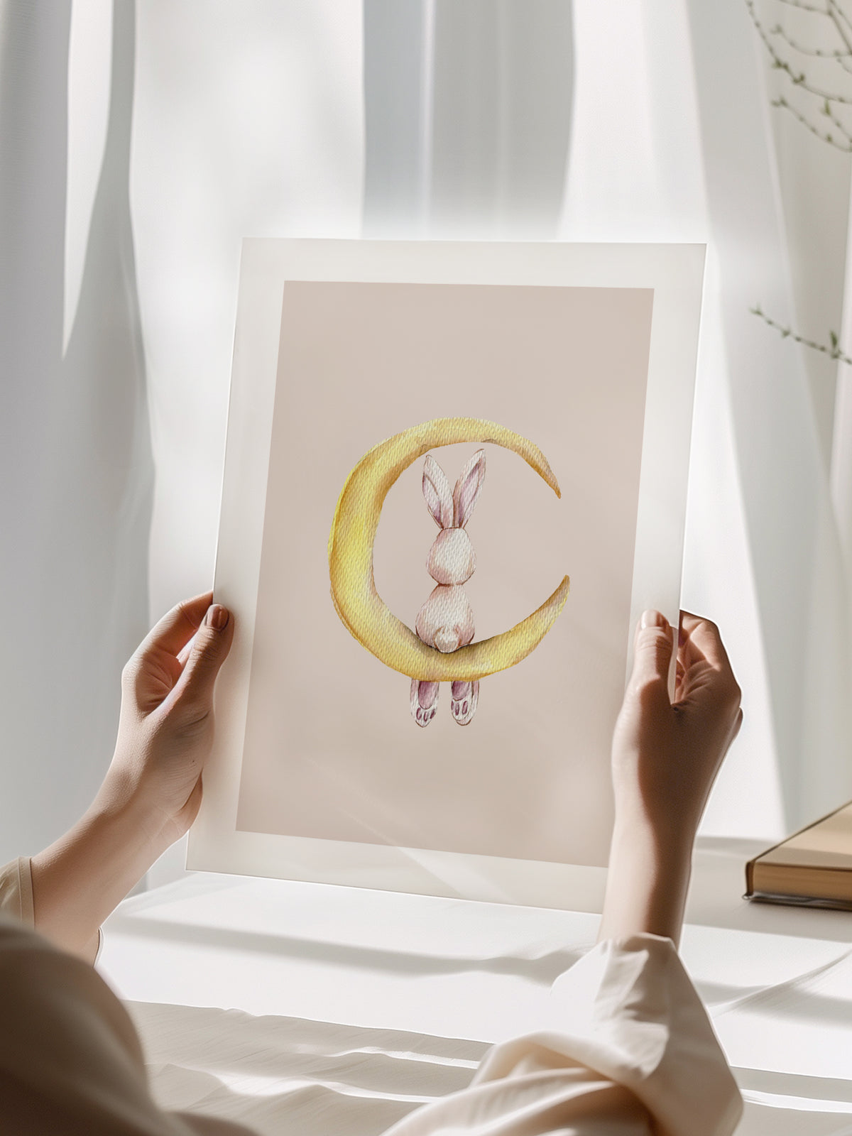 Rabbit Sitting On Moon Poster