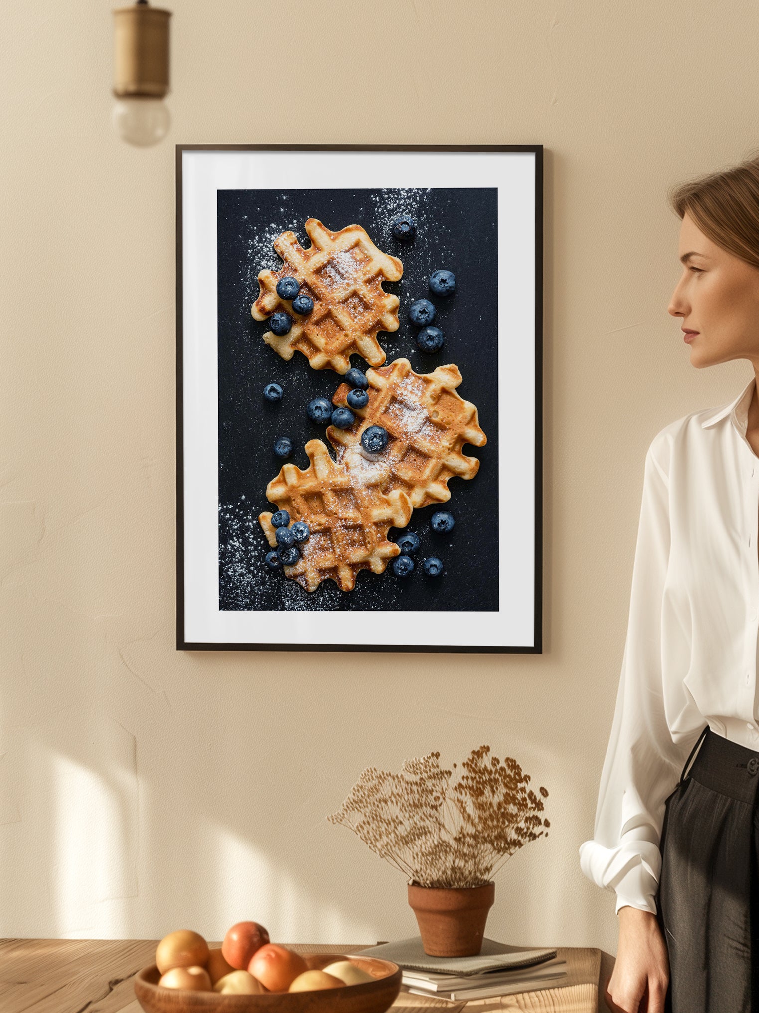 Waffles With Blueberries Poster