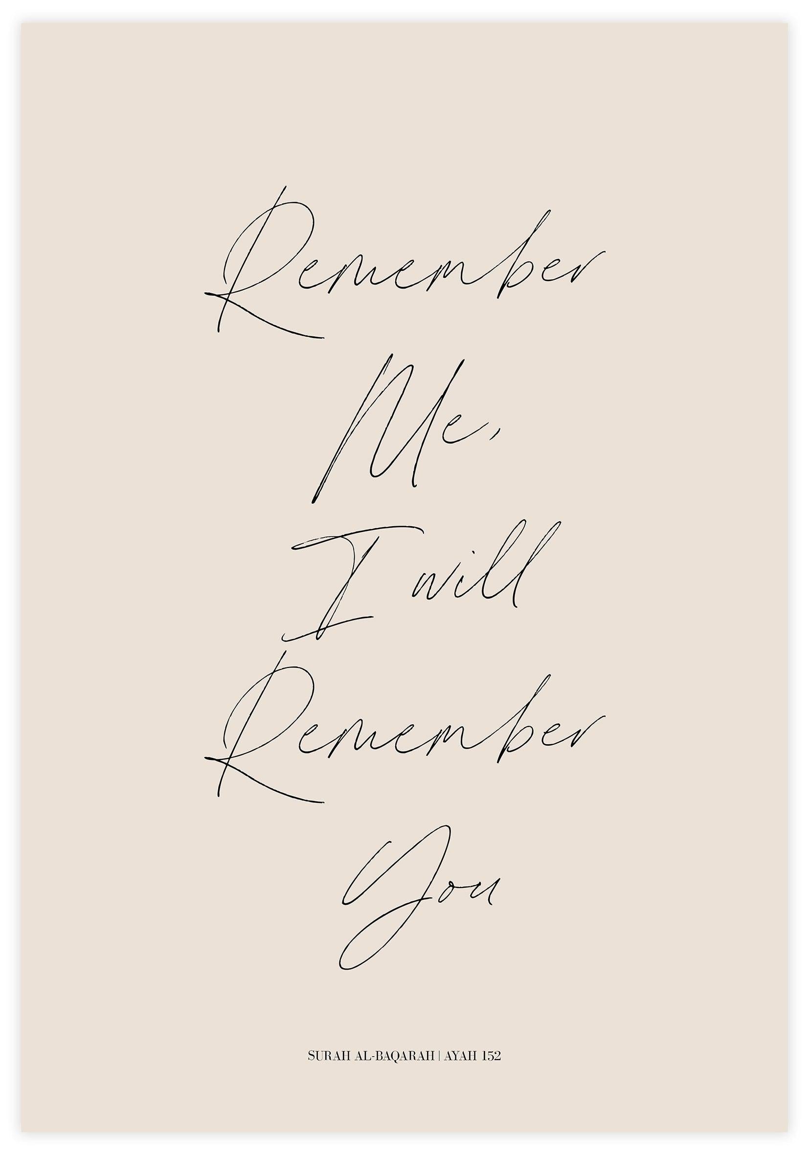 Remember Me, I Will Remember You Poster