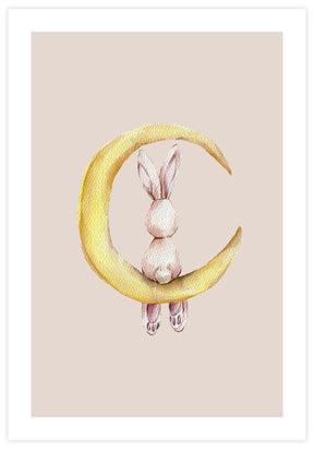 Rabbit Sitting On Moon Poster - KAMAN